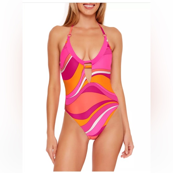 NWT TRINA TURK VIVID VISTA LAYERED HIGH LEG MALLIOT - Picture 4 of 12